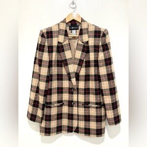 Vintage Sag Harbor Women’s Plaid Long Sleeve Blazer Jacket Multicolor Size 12